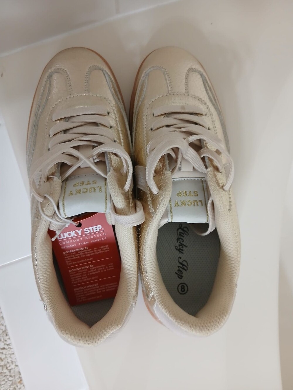 NEW Gold Comfort Sneakers - Picture 3 of 5